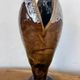 Vintage Mid-Century Modern Studio Pottery Tulip Lotus Bud Pedestal Vase - Earthen Brown & White Glaze