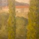 Tableau ancien, double face, paysage bord de Saône, début XX siècle
