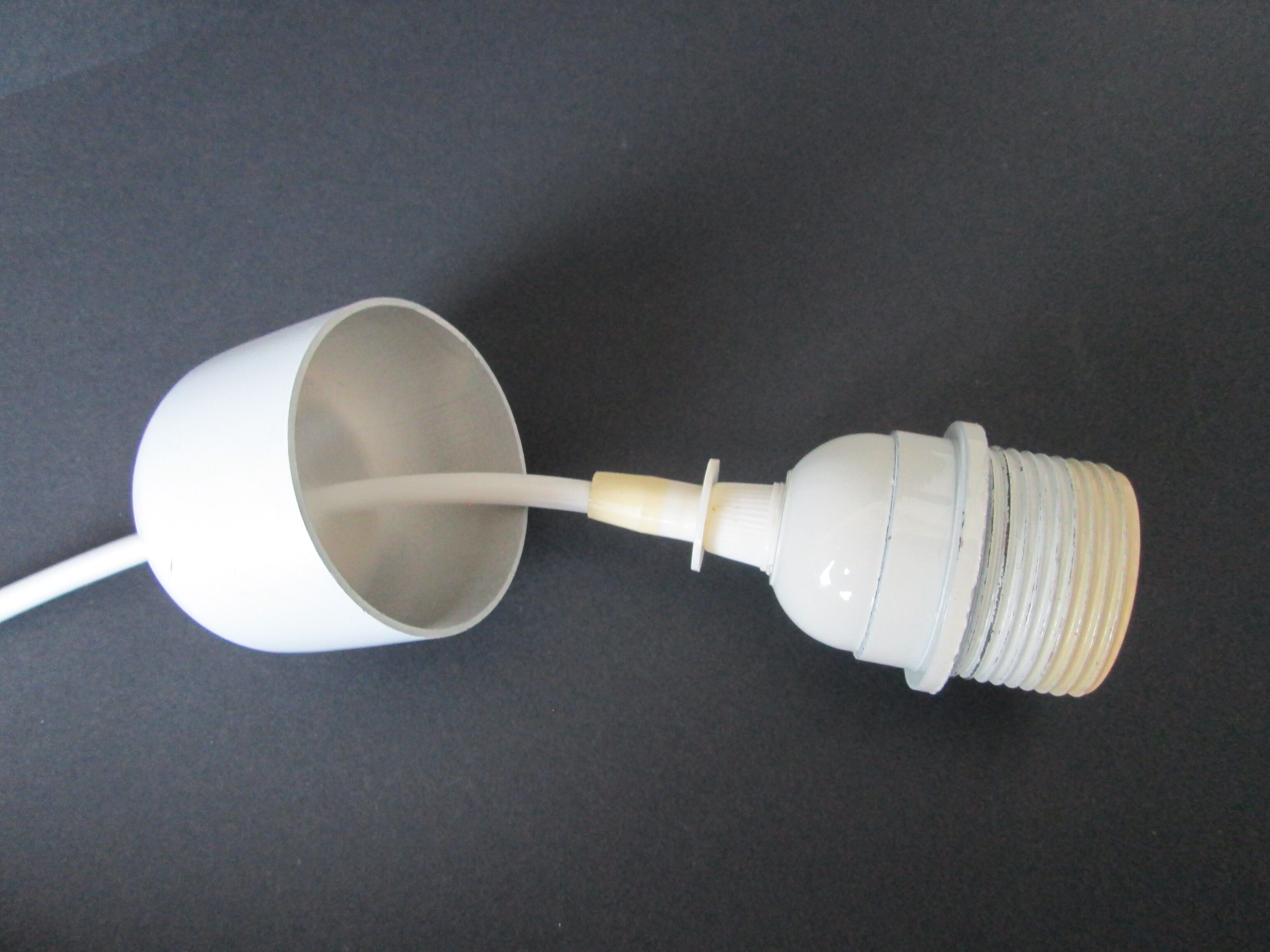 Dansk design white/purple 1980s pendant lamp by Danish Jeka Metaltryk