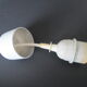 Dansk design white/purple 1980s pendant lamp by Danish Jeka Metaltryk