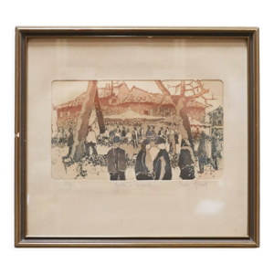 Lithographie ancienne signée Claude