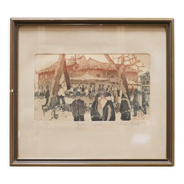 Old lithograph signed Claude Micaud