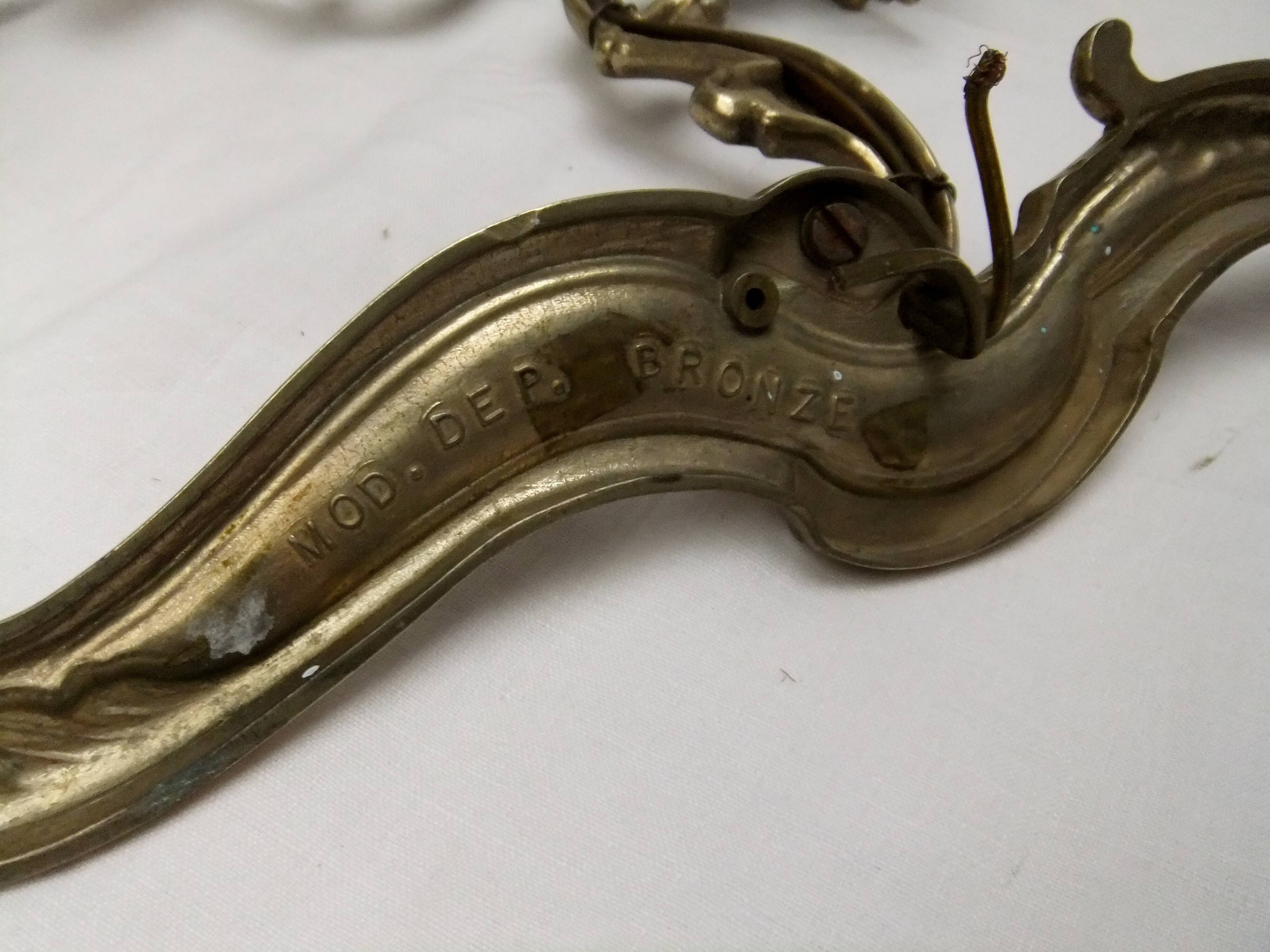 Wall light pair solid bronze Registered Model candle holder