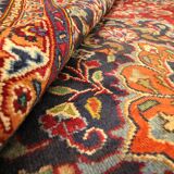 Vintage persian carpet handwoven red wool khorasan area rug- 338x243cm