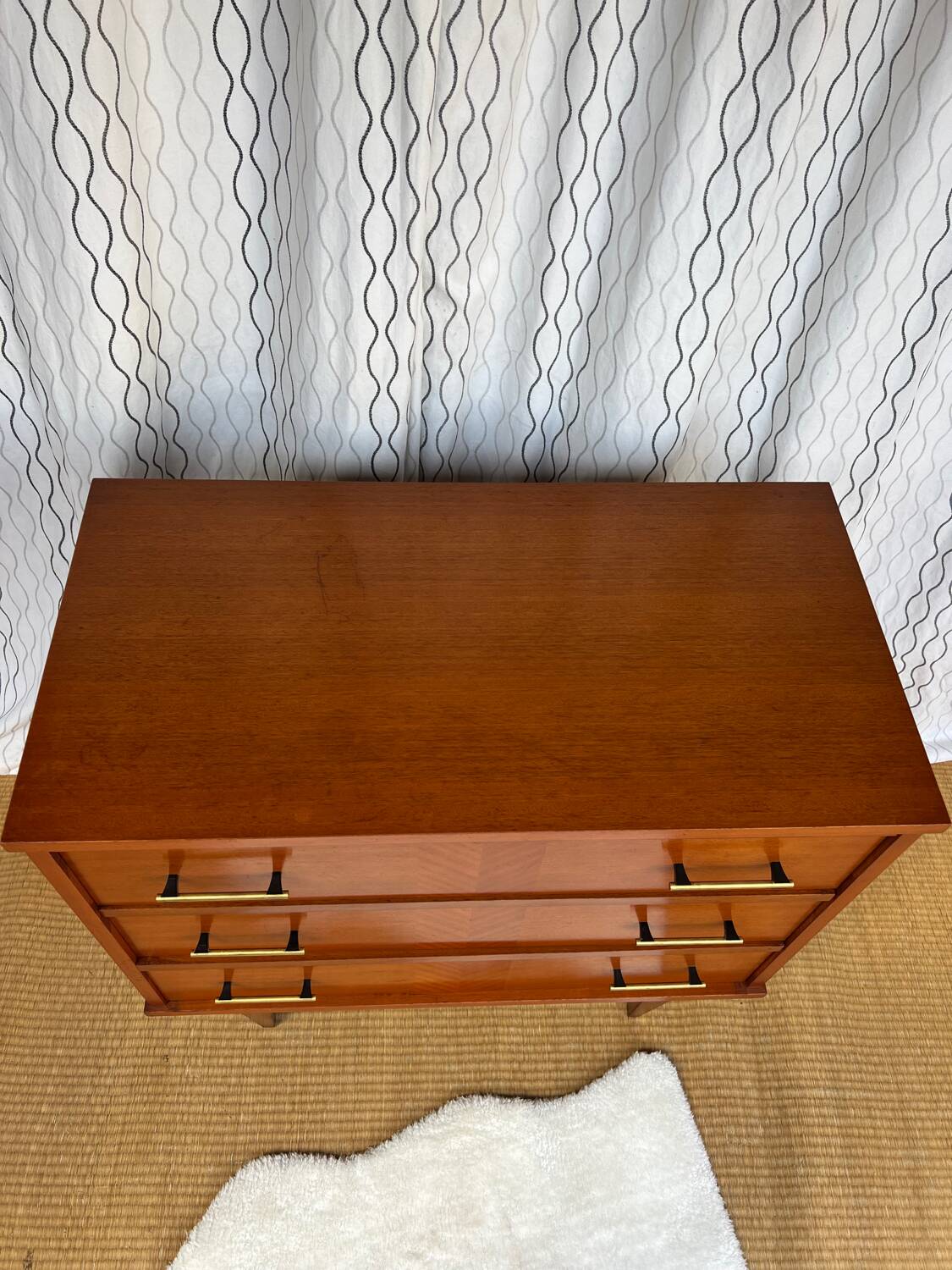 Vintage lacquered wooden chest of drawers