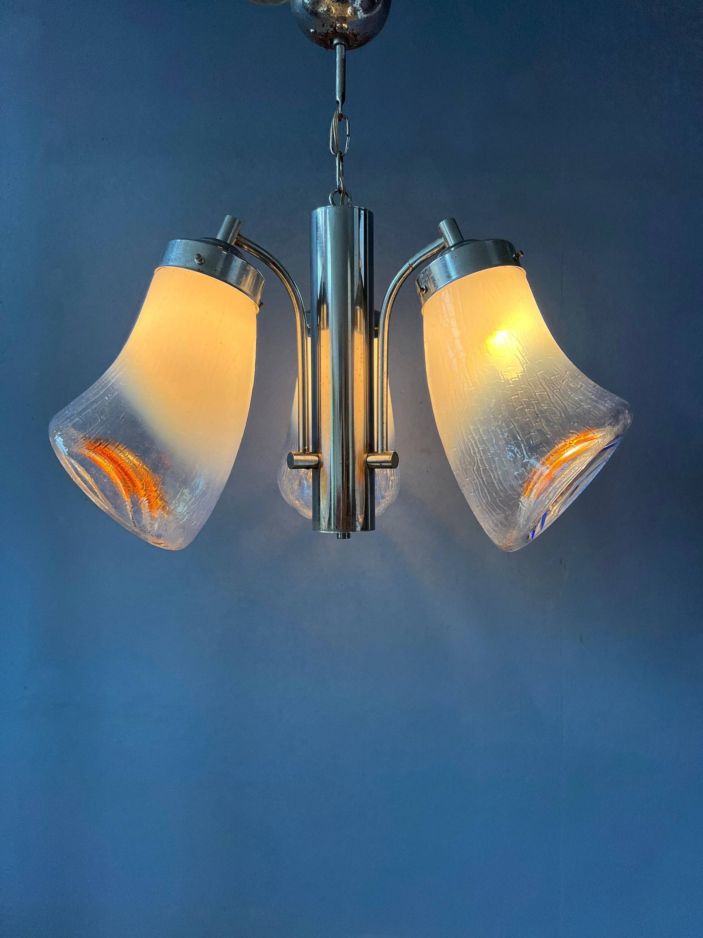 70s Mid Century Murano glass chandelier in Mazzega style.