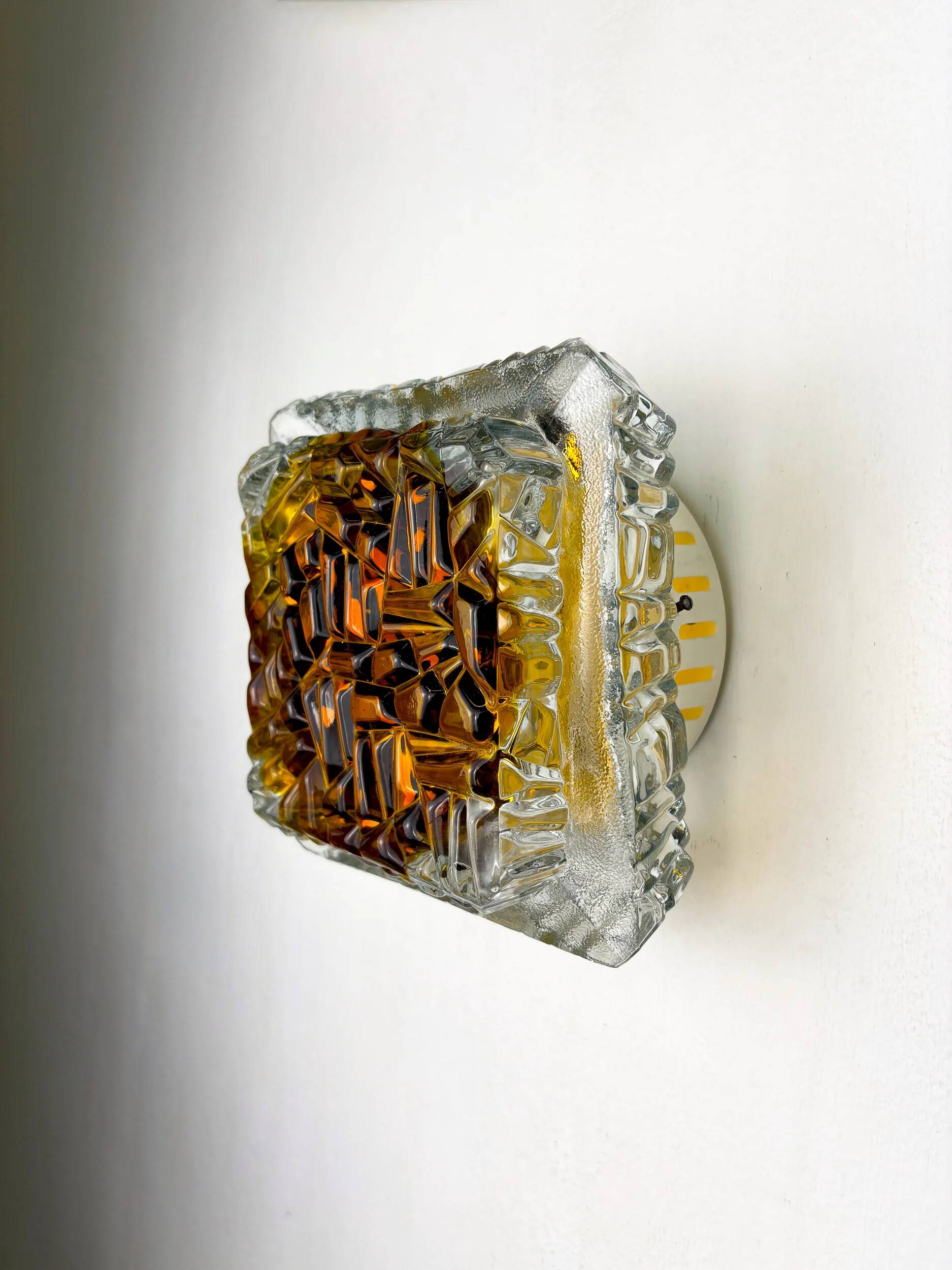Murano Mazzega orange frosted glass sconce, Italy, 1970s
