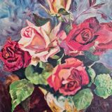 Peinture tableau ancien bouquet