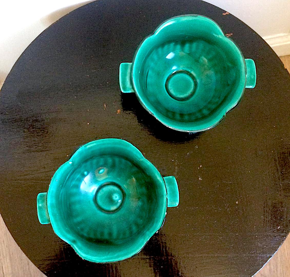 Pair of enamelled ceramic Vallauris cups