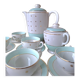 Vintage white and aqua tea service - gold trim - Luneville