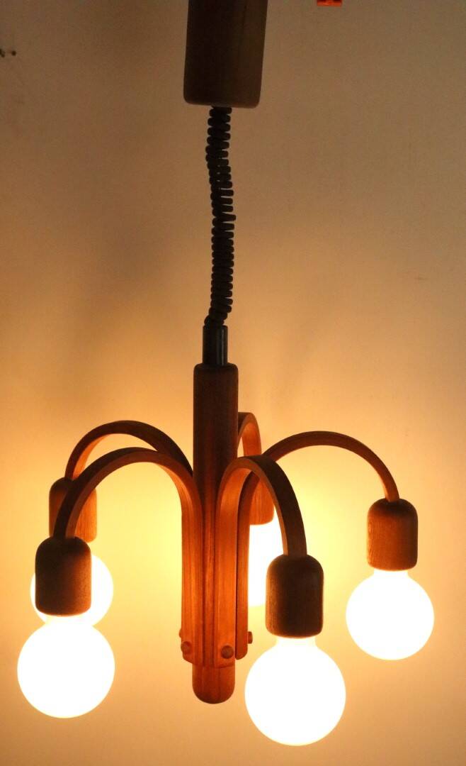 Deens design teak Domus hanglamp
