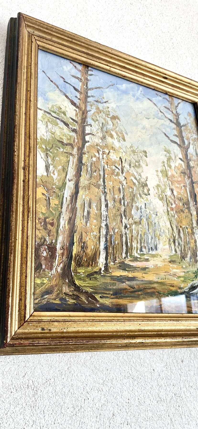 Oil on canvas, glazed wooden frame