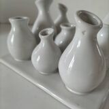 Multiple vintage white soliflore – centrepiece with 9 ceramic vases