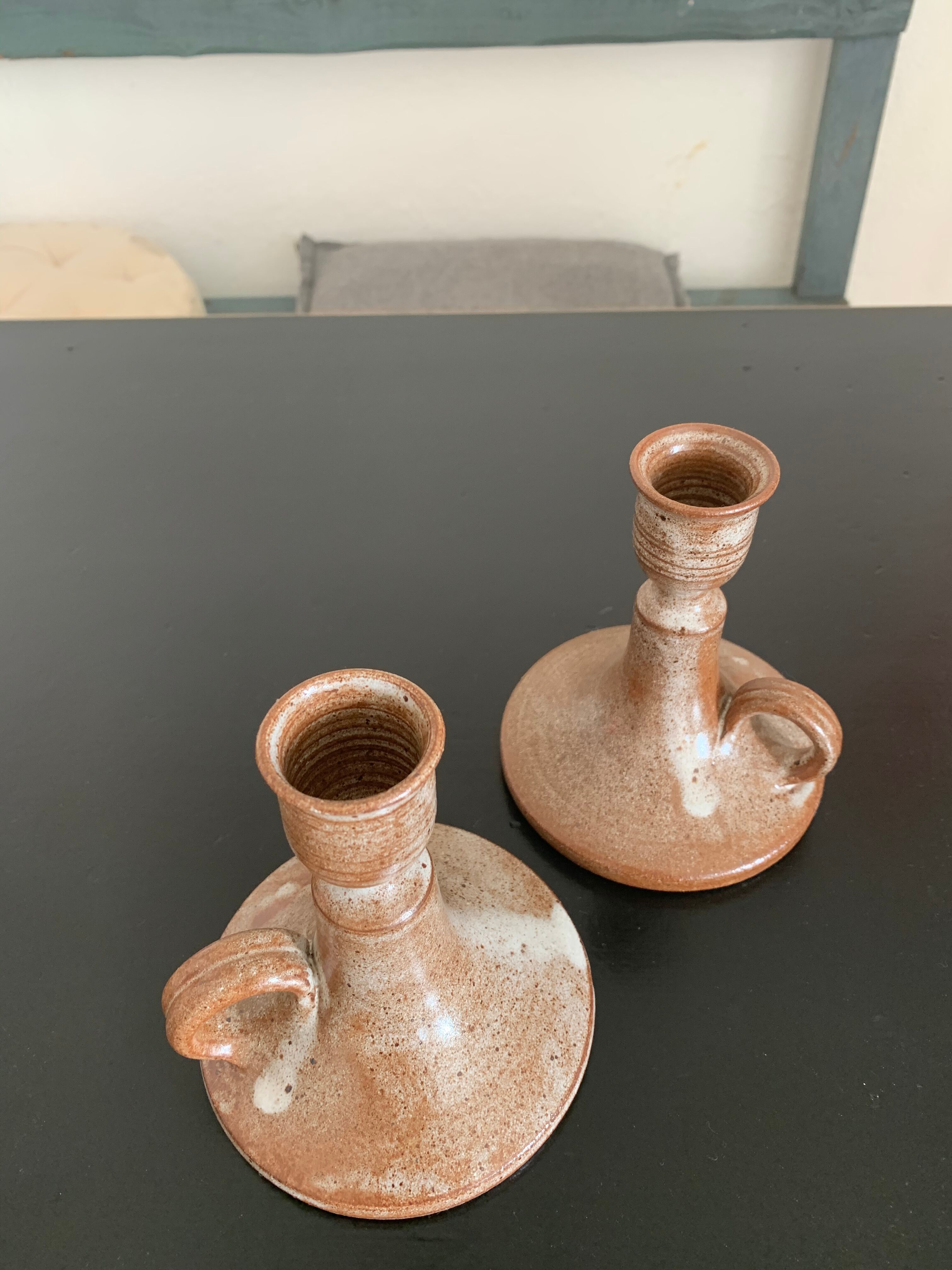 Pair vintage ceramic candlesticks