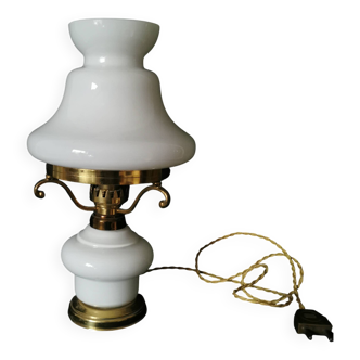 white opaline bedside lamp