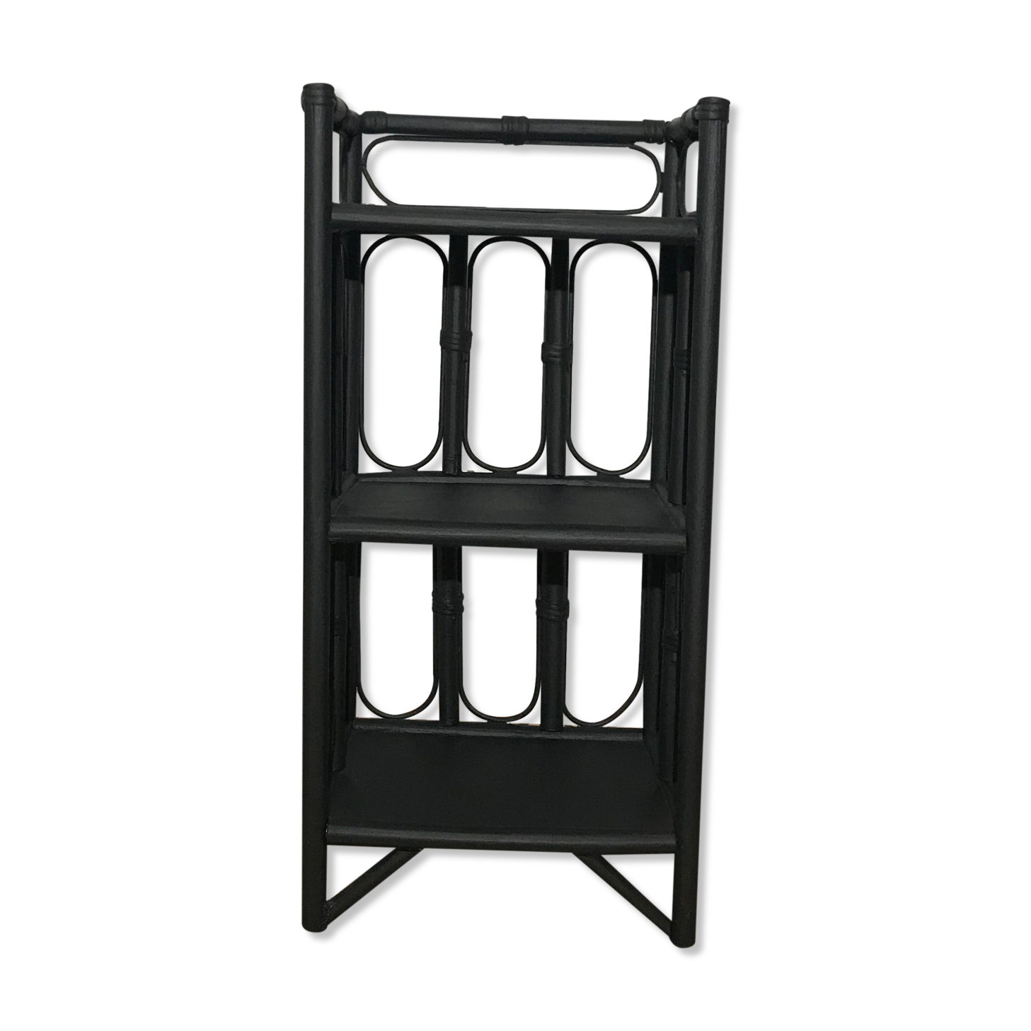 Rattan shelf, sofa end, vintage bedside table