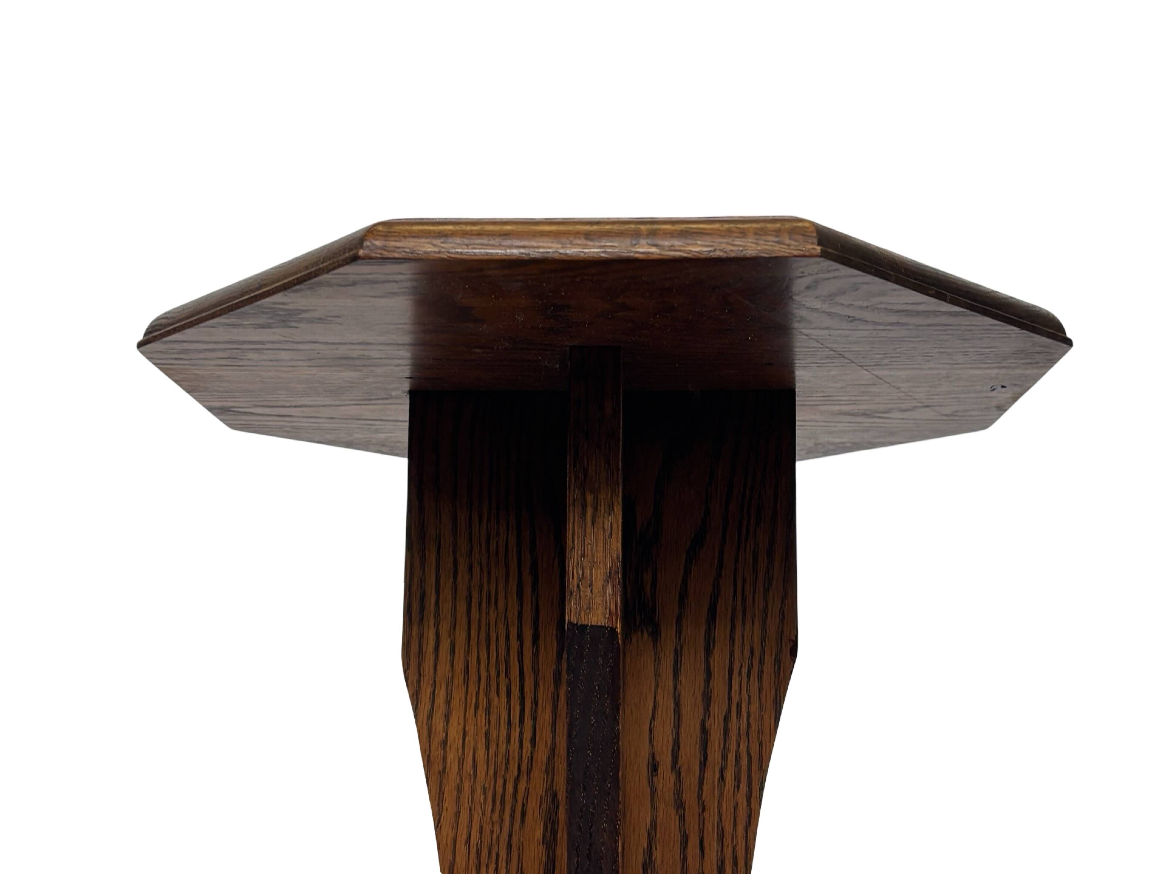 Vintage Plant Stand Side Table Oak Design minimalist