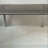 Glass and metal dining room table