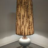 Floor lamp in white glazed stoneware with wool lampshade, 1960s-70s