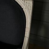 Louis XVI style bench with patina in navy fabric, 19th century