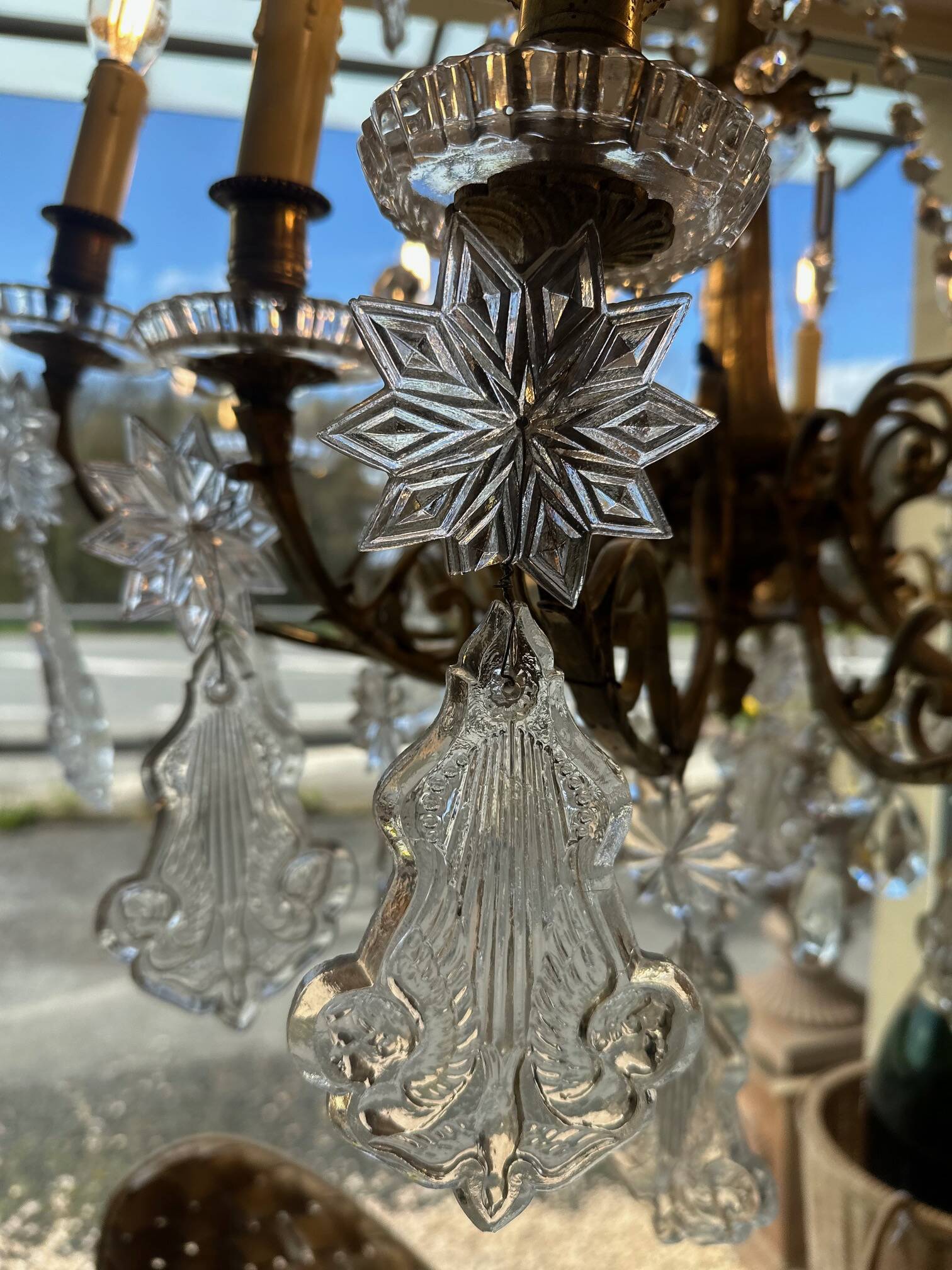 Crystal and bronze chandelier