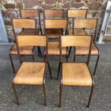 Lot de 8 chaises industrielles école vintage collectivités mullca delagrave