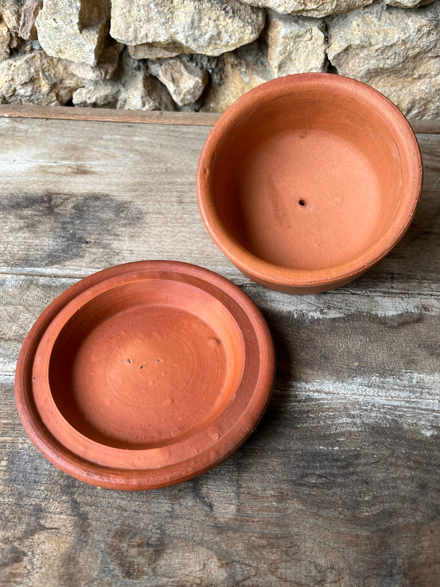 Cheese or butter bell in terracotta and its dish