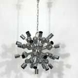 Lustre Sputnik chromé vintage par Reggiani Italie années 1970