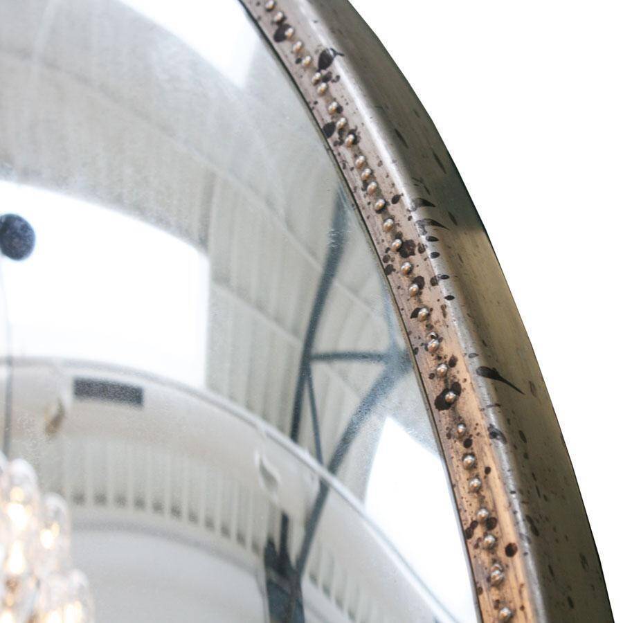 Mid Century Modern Style Large French Wall Mounted Round Convex Silver Mirror