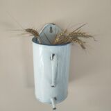 Old wall vase stamped aseptic enamelled sheet metal