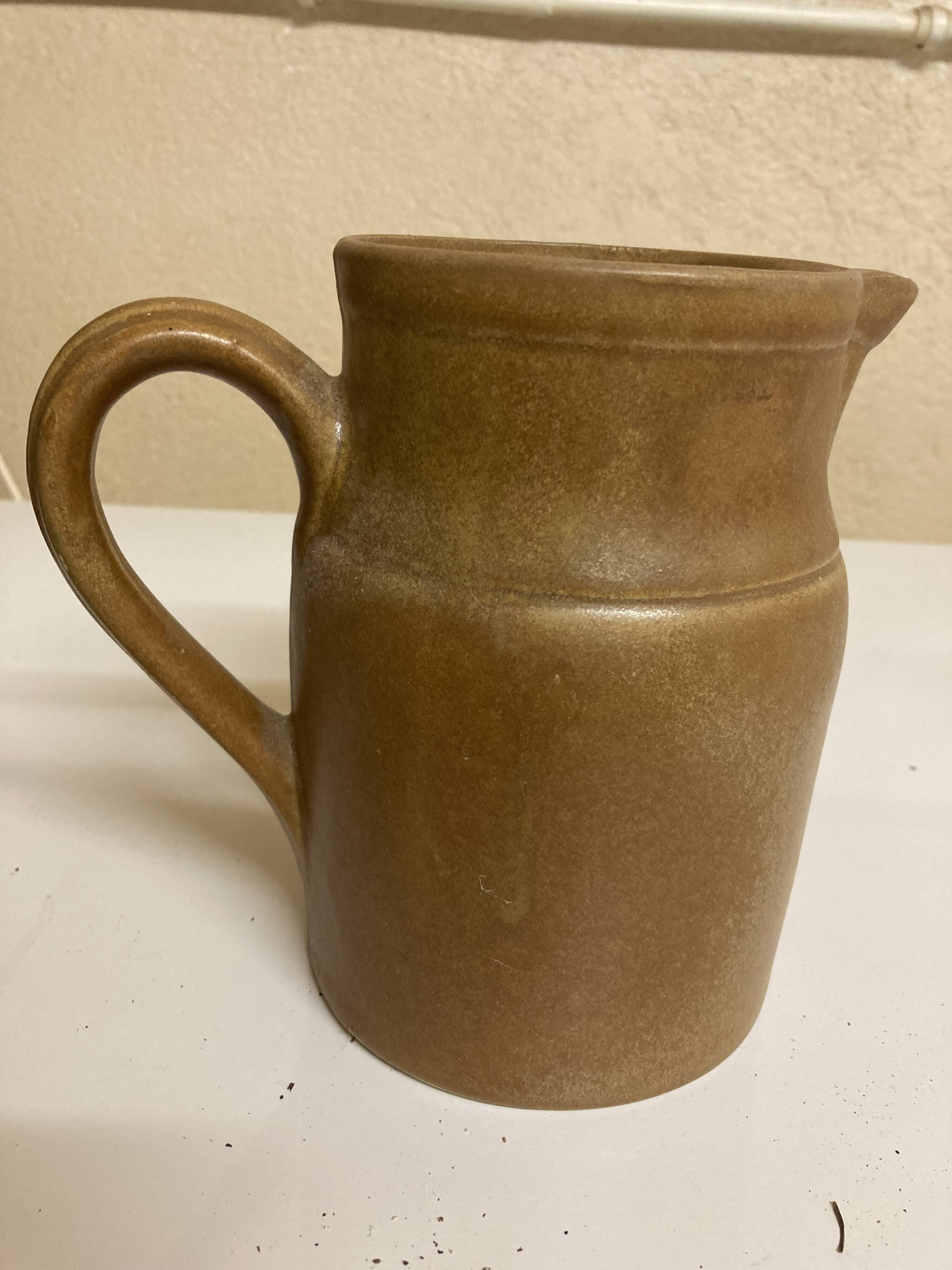 Brown glazed stoneware jug Digoin 1960