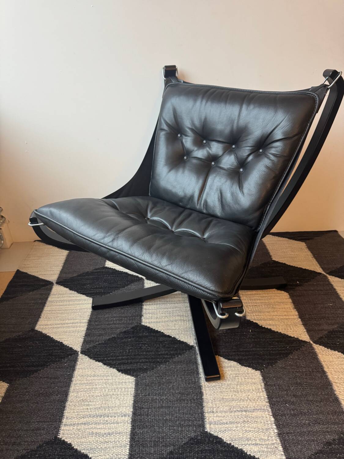 "Lounge chair 'Falcon' in black leather by Sigurd Ressel, Norway"