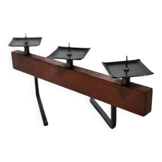 Teak Candle Holder Mid Century 1950s
