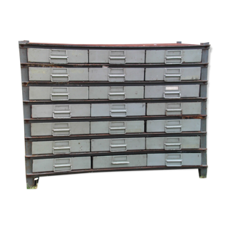 Metal industrial locker with 21 drawers