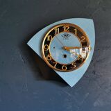 Vintage formica clock silent asymmetrical wall pendulum "MP blue black"