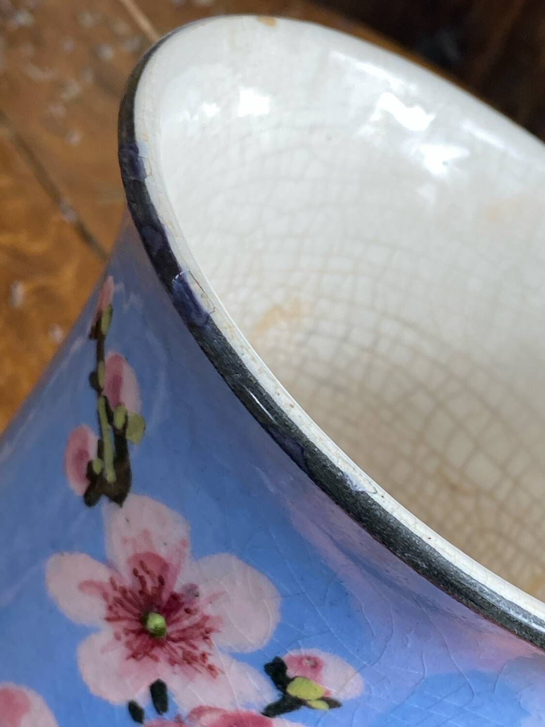 Ceramic vase, cherry blossom decoration, Pardi Vallauris