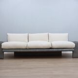 Vintage 3-seater sofa by Marzio Cecchi in ribbed leather 1970s