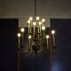 Chandelier with 12 lights in brass, Italy, 1950s