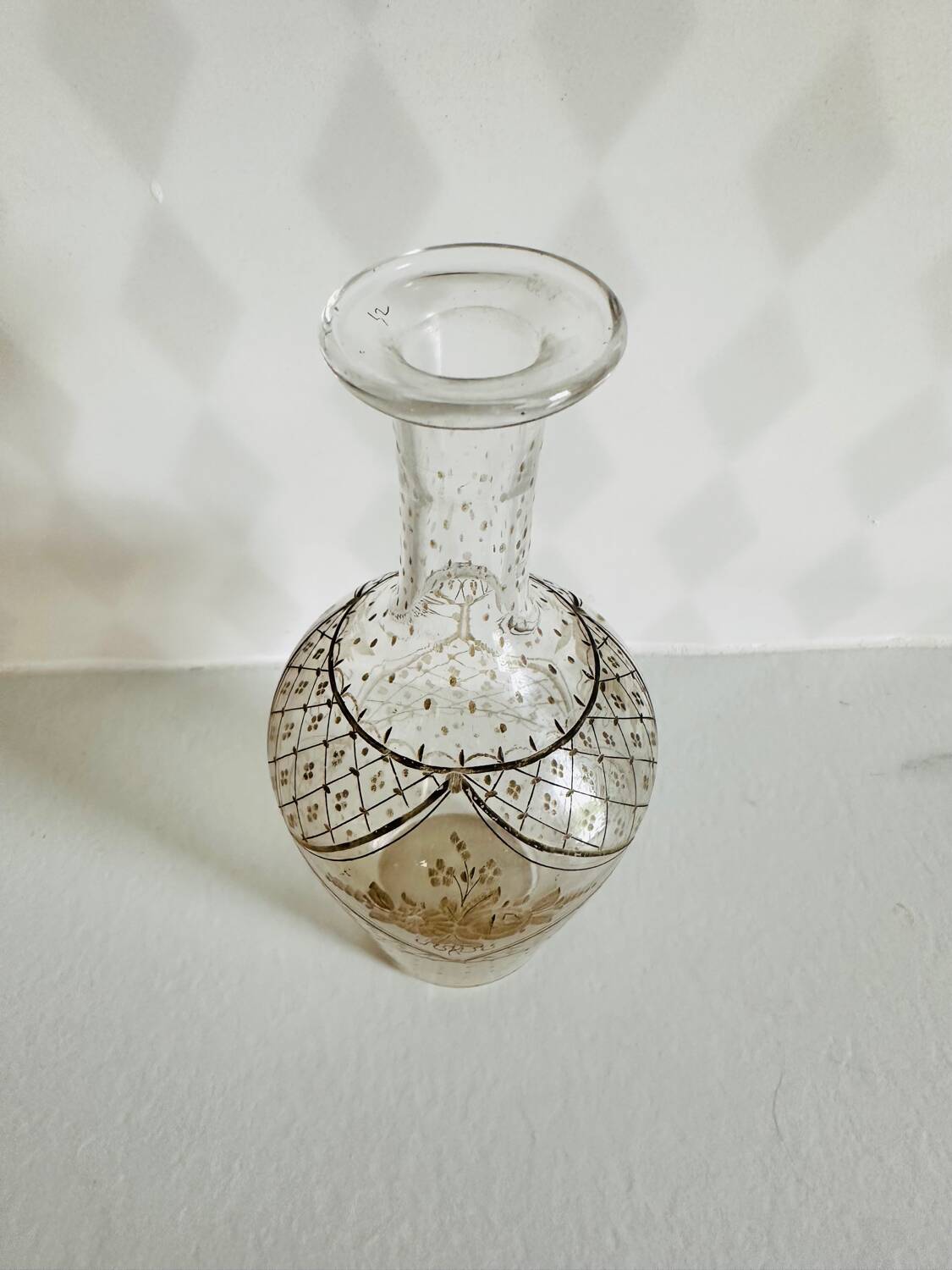 Antique chiseled glass vase from the early 1900s