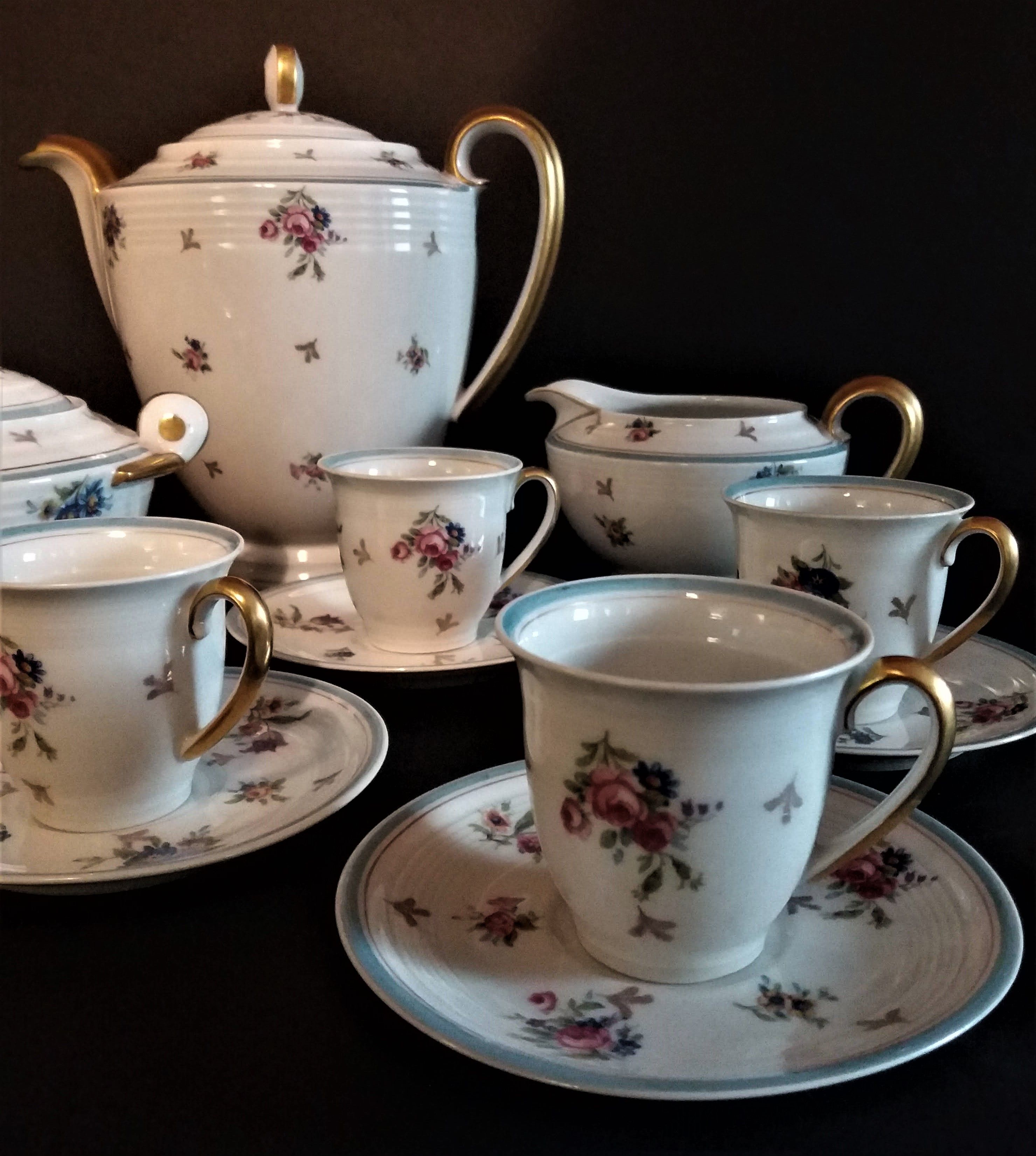 Porcelain coffee service of Limoges France era Art Deco