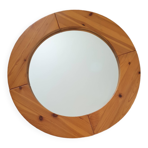 Miroir rond scandinave en pin massif