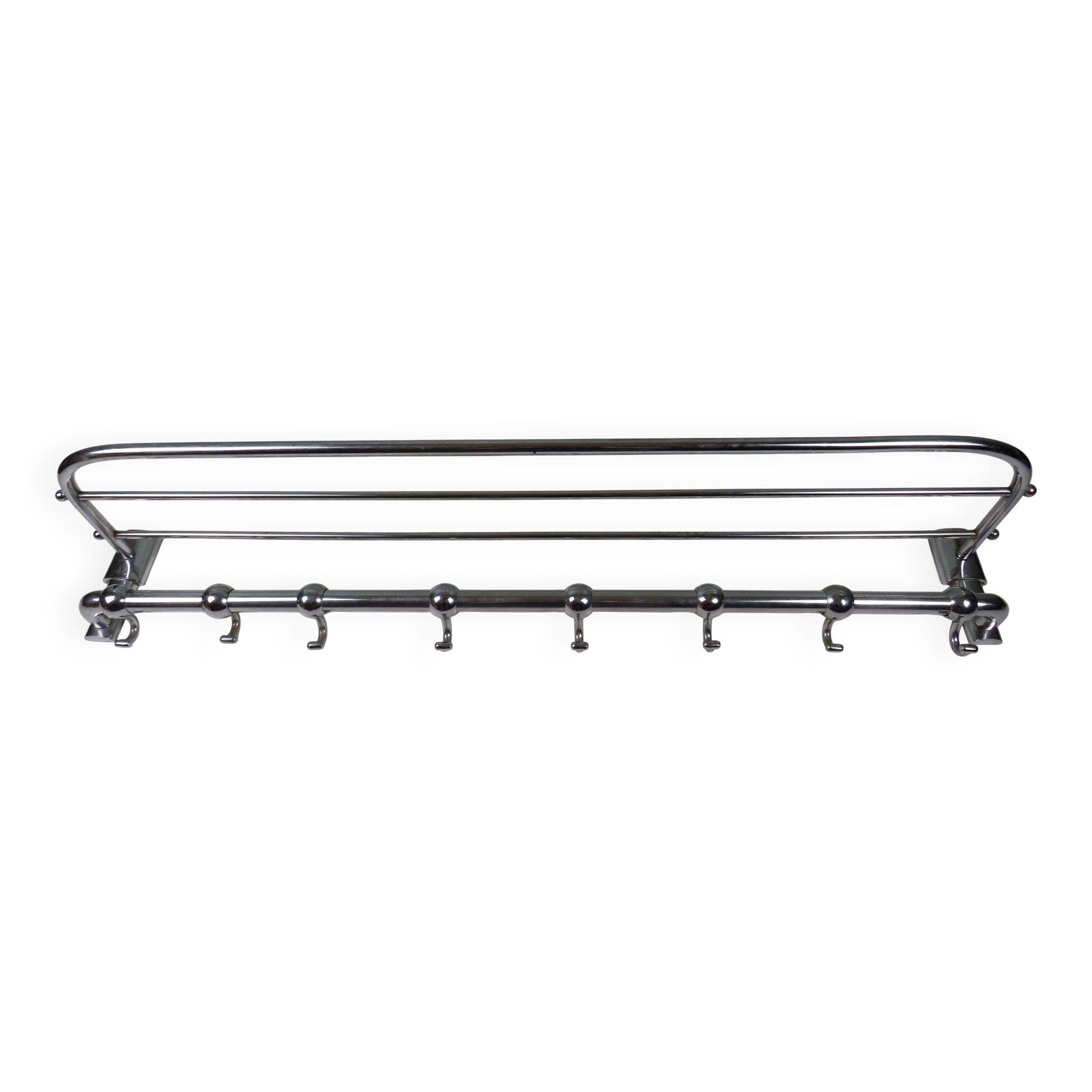 Wall-mounted coat rack Bauhaus / Art Deco in chrome metal, 1920s