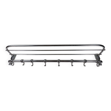 Wall-mounted coat rack Bauhaus / Art Deco in chrome metal, 1920s