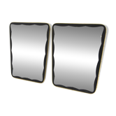 Set of 2 Scandinavian metal mirrors, suede 1960.