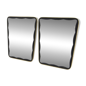 Set of 2 Scandinavian metal mirrors, suede 1960.