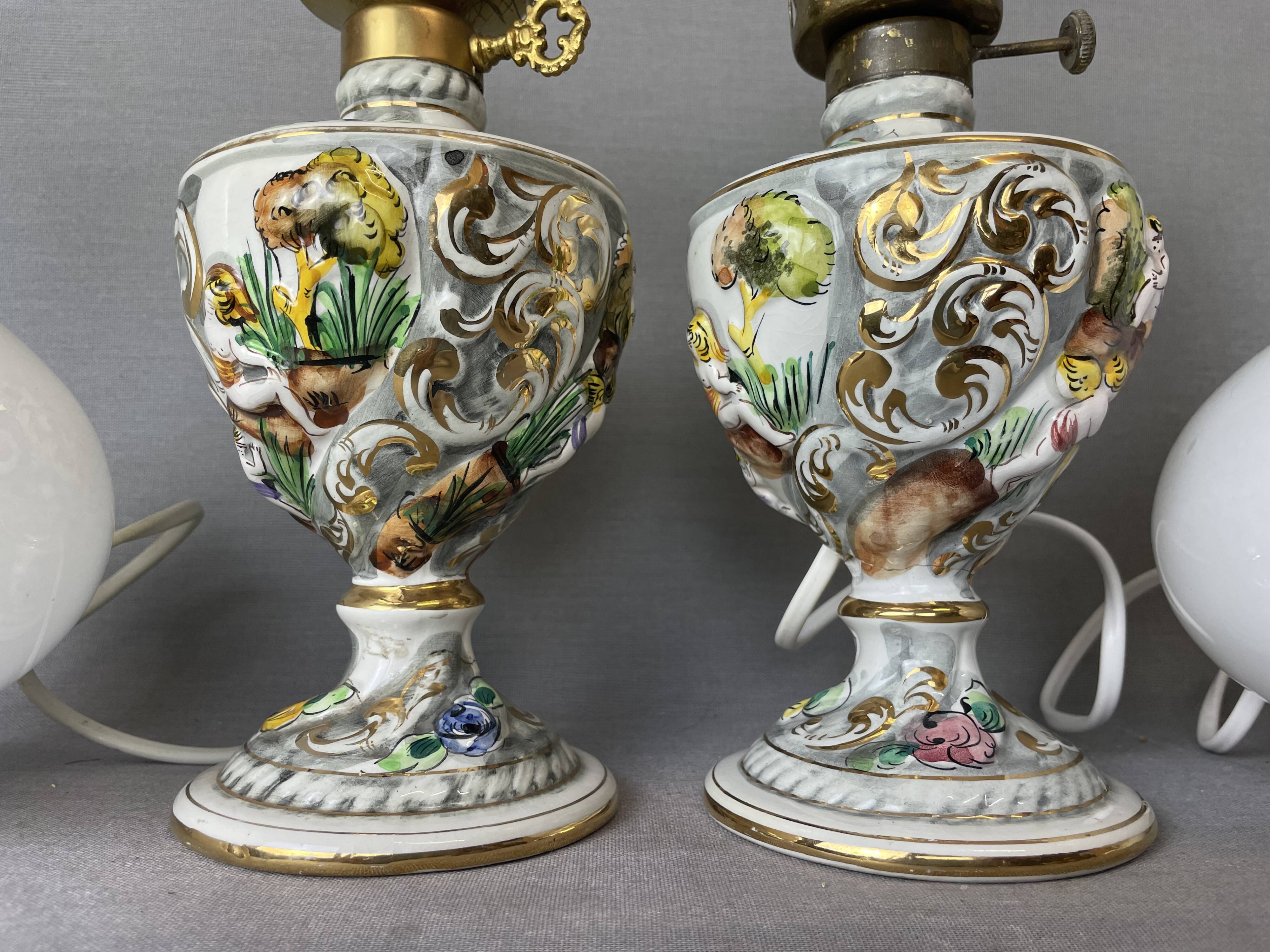 Pair Portuguese porcelain table lamps limited numbered by Alconaca