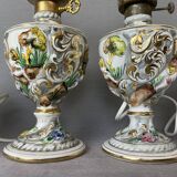 Paire de lampes de table en porcelaine portugaise limitée et numérotée par Alconaca