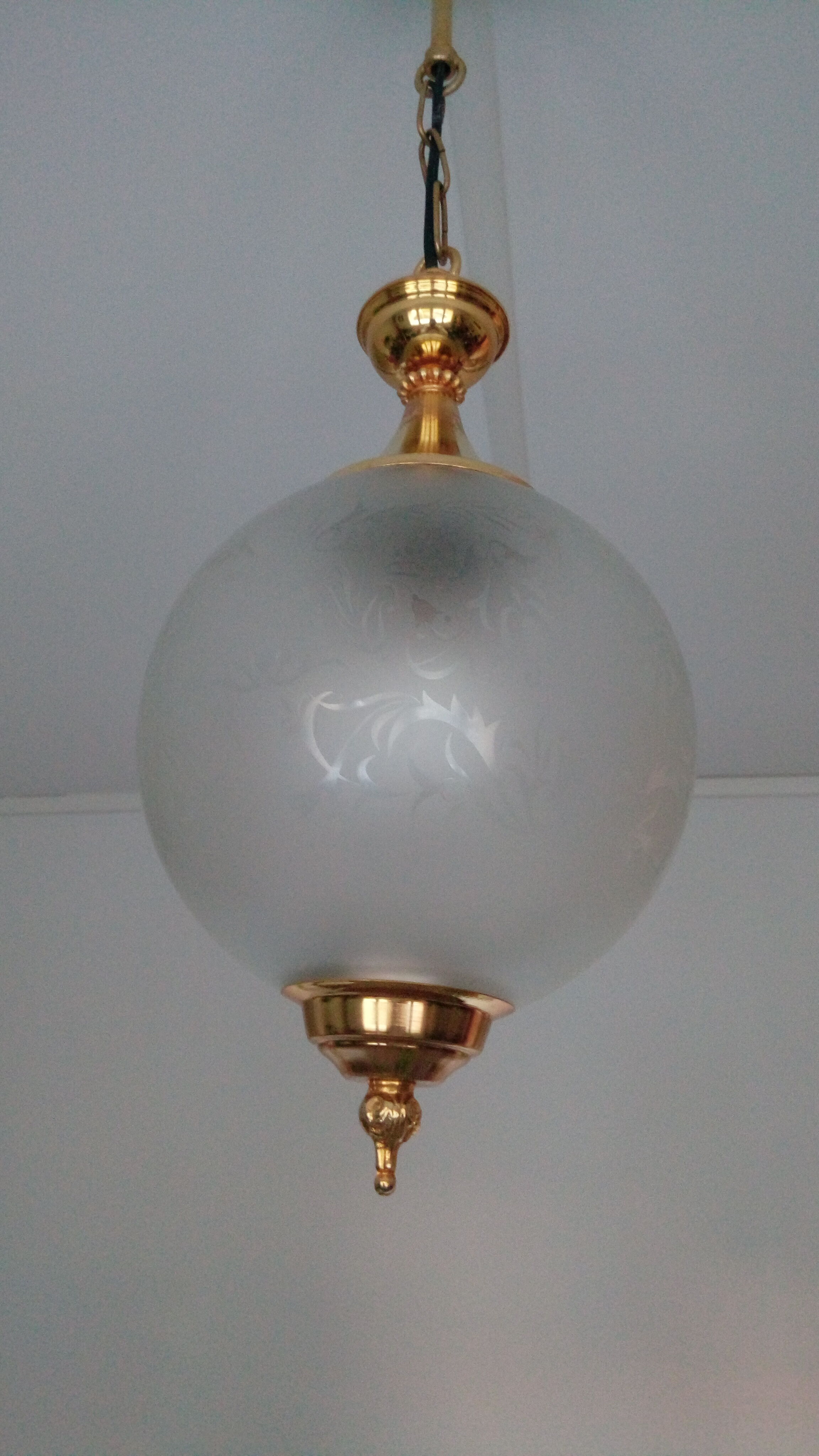 Hanging lamp brass & ball glass 50