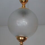 Suspension laiton & boule verre années 50