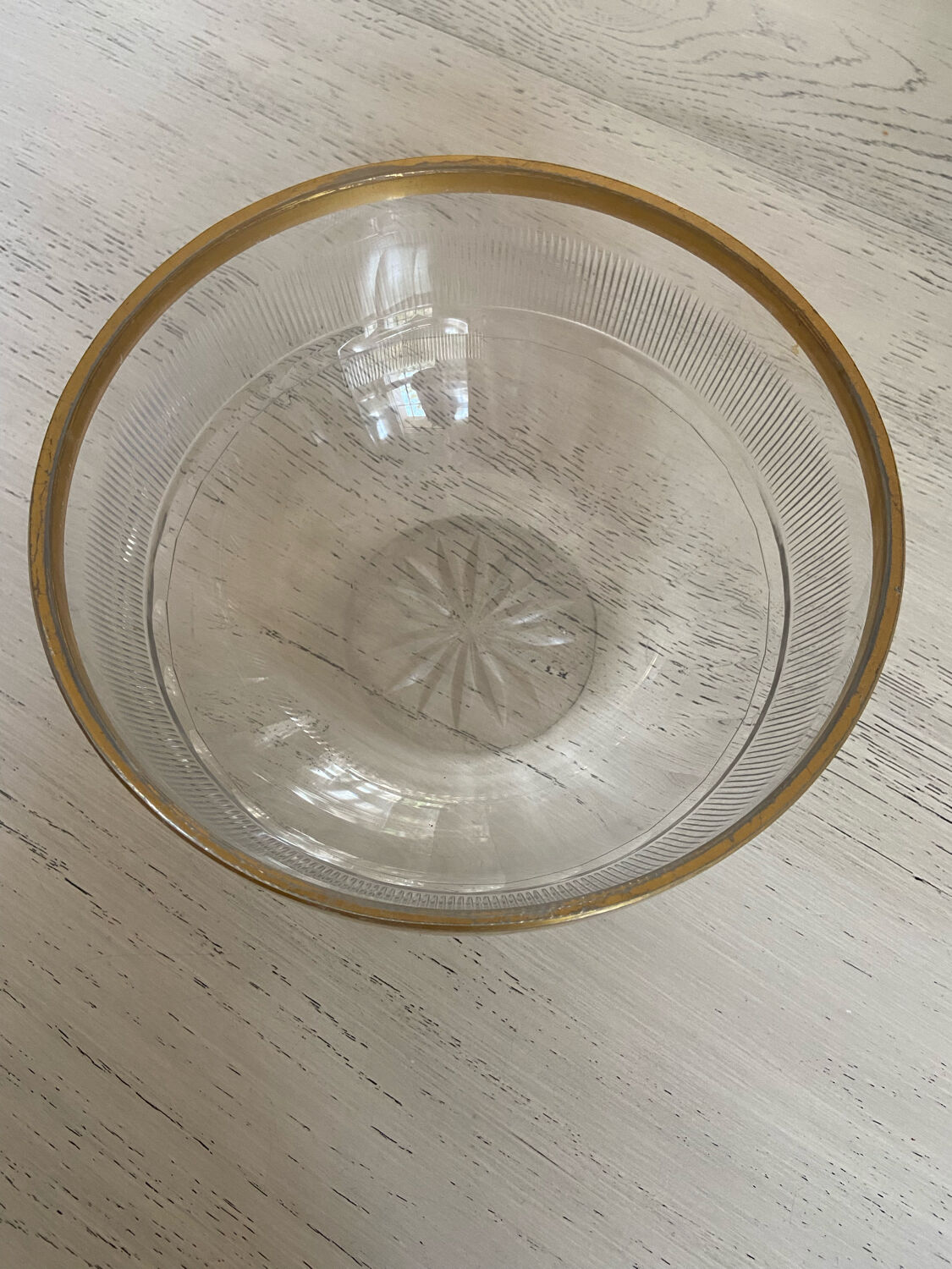 Antique crystal salad bowl